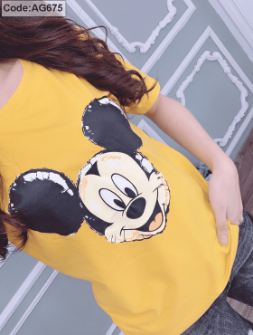Áo thun nữ in hình Mickey form rộng