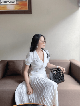 Sài Gòn sỉ đầm vest màu trắng dập ly big size 65kg