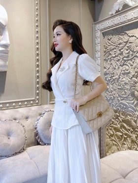 Sài Gòn sỉ đầm vest màu trắng dập ly big size 65kg