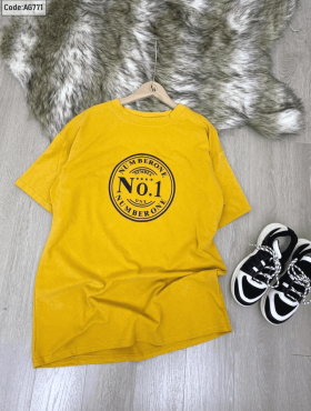 TPHCM xưởng sỉ áo thun nữ màu vàng cổ tròn in chữ number one form dài rộng