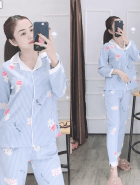 Sài Gòn sỉ đồ bộ nữ pijama tay dài quần dài cổ phối