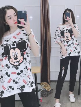 Đồ bộ nữ quần dài in Mickey