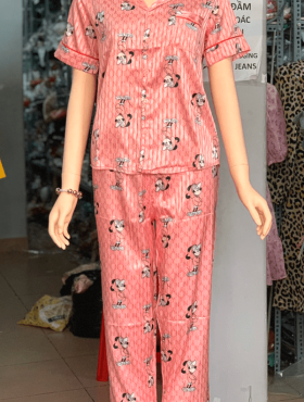 Đồ bộ nữ pijama vải gấm in hình mickey