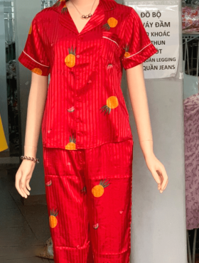 Đồ bộ nữ Pijama in hình trái thơm vải gấm