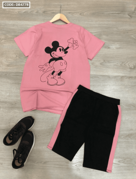 Set đồ bộ nữ quần lỡ in Mickey thun thái