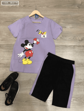 Set đồ bộ nữ quần lỡ in Mickey thun thái