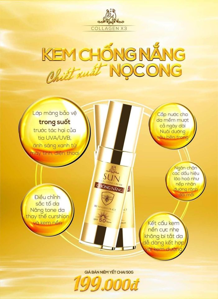 Kem chống nắng nọc ong Collagen X3 chính hãng công ty Đông Anh