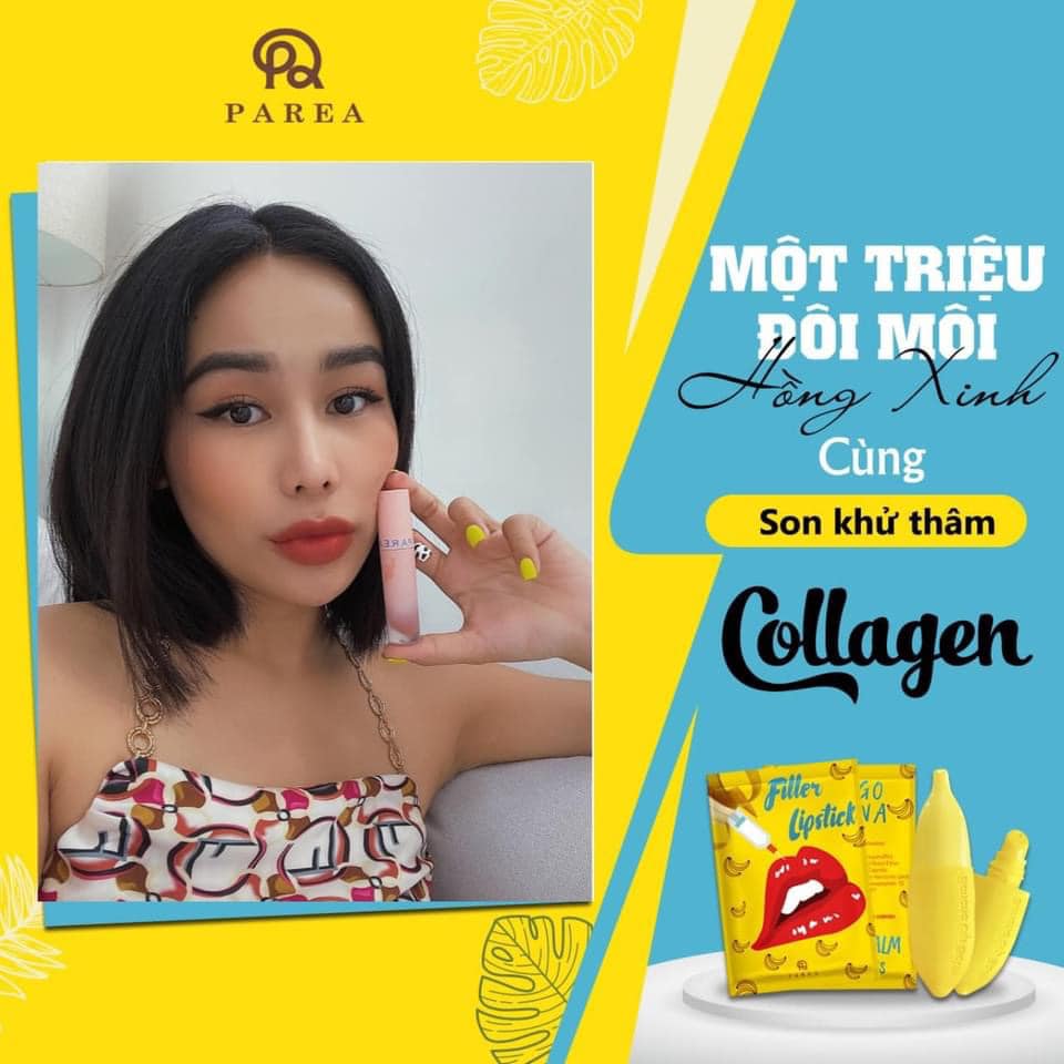 Combo son Filler Collagen chuối khử thâm Parea cùng son màu Chu Lipstick chính hãng