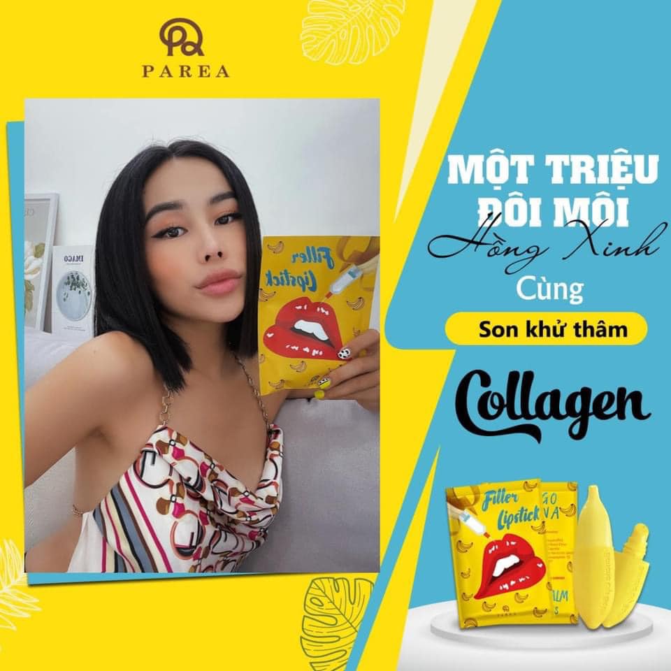 Combo son Filler Collagen chuối khử thâm Parea cùng son màu Chu Lipstick chính hãng