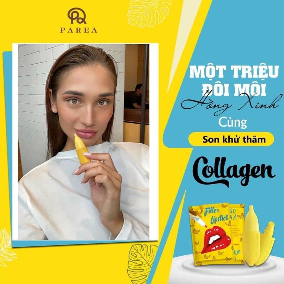 Combo son Filler Collagen chuối khử thâm Parea cùng son màu Chu Lipstick chính hãng