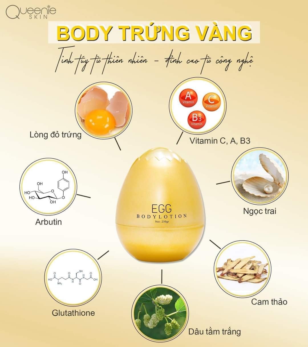 Kem body Trứng Vàng Queenis chính hãng