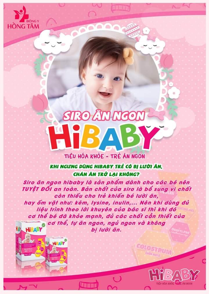 Siro Hibaby giúp trẻ ăn ngon cải thiện hệ tiêu hóa Hồng Tâm