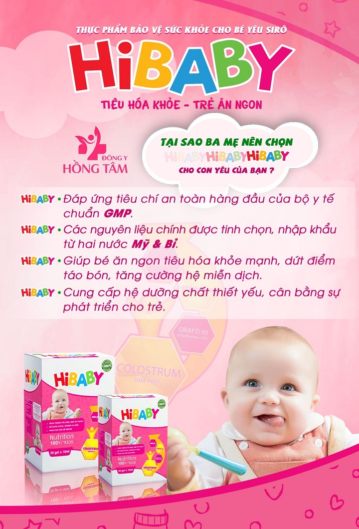 Siro Hibaby giúp trẻ ăn ngon cải thiện hệ tiêu hóa Hồng Tâm