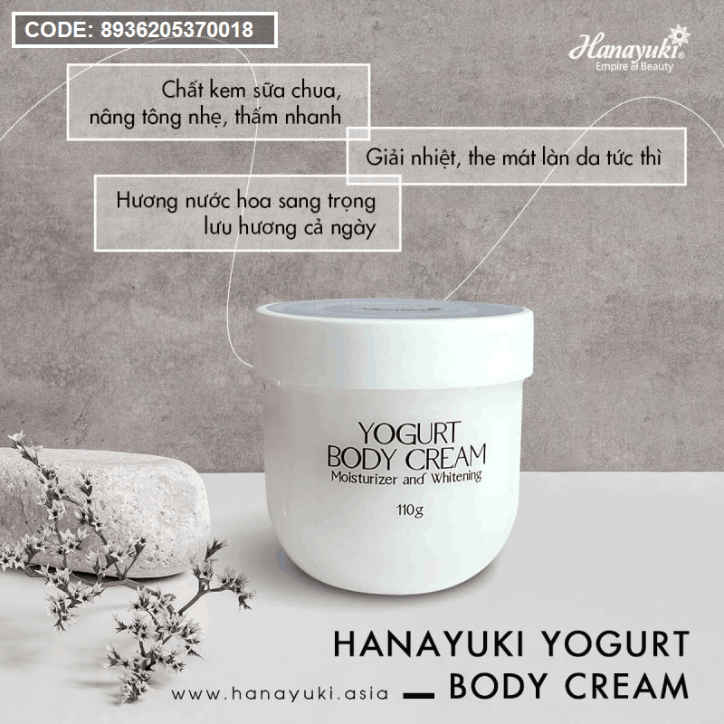 Kem dưỡng trắng da body Yogurt Body Cream Hanayuki