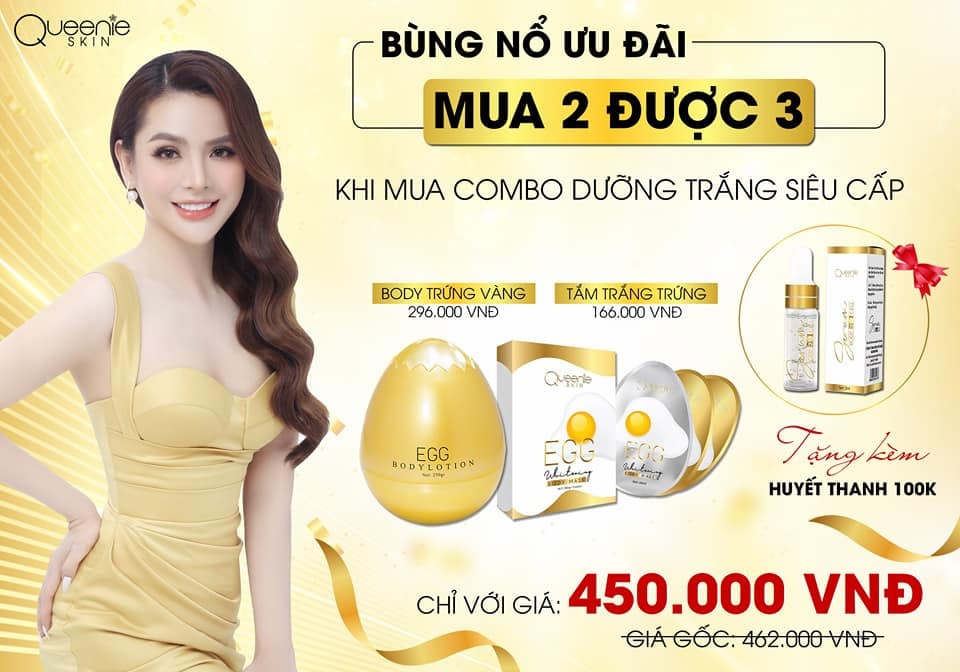 Tắm trắng trứng gà Queenie Skin chính hãng