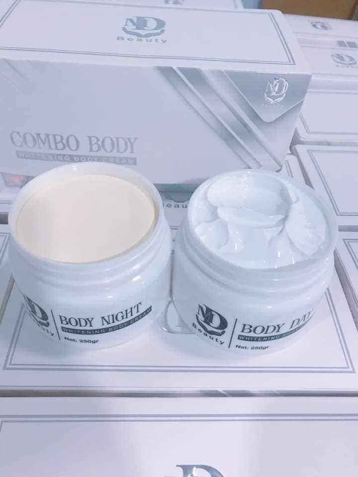 Combo 2 hủ kem body trắng da ngày đêm MD Beauty chính hãng