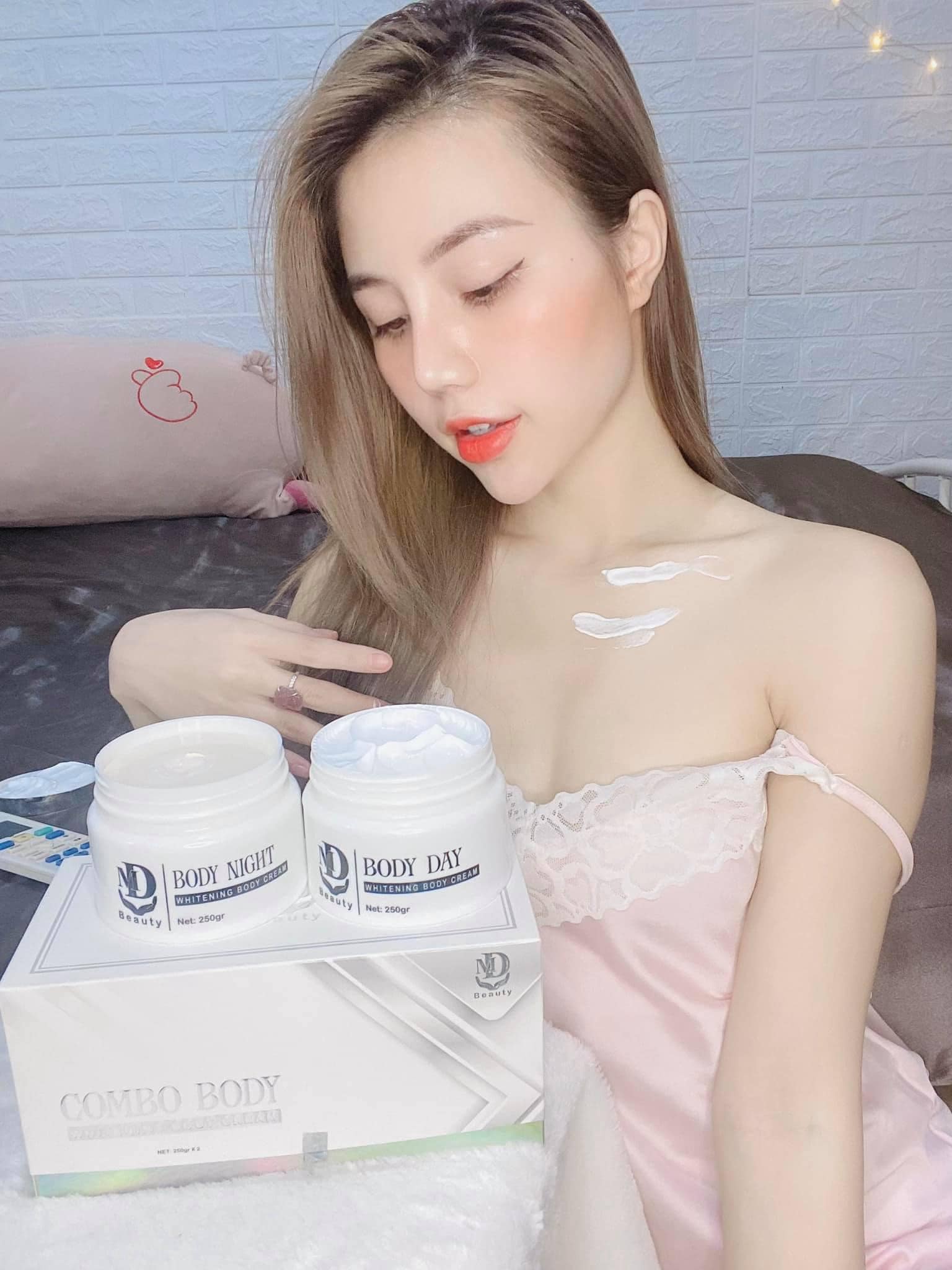 Combo 2 hủ kem body trắng da ngày đêm MD Beauty chính hãng