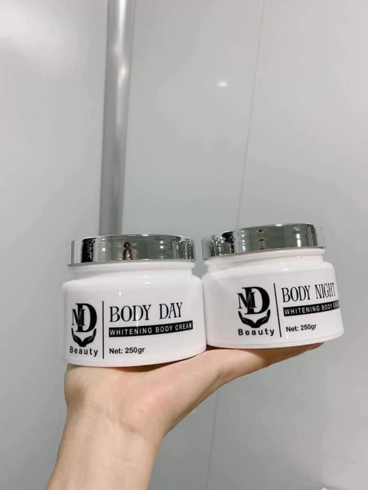 Combo 2 hủ kem body trắng da ngày đêm MD Beauty chính hãng