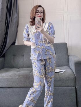 Đồ bộ nữ Pijama tay ngắn quần dài vải lụa - DB5752