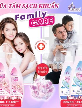 Combo 2 chai sữa tắm sạch khuẩn Charme Family Care Chính hãng - 8936194691590