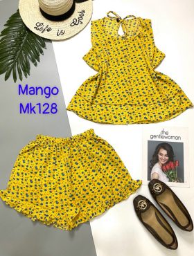 Đồ bộ nữ quần đùi 2 dây áo tầng quần đùi vải mango - DB5778