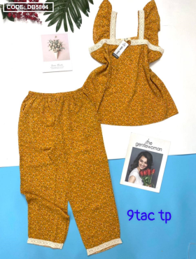 Đồ bộ nữ quần 9 tấc chấm bi nhuyễn vải mango cao cấp - DB5864