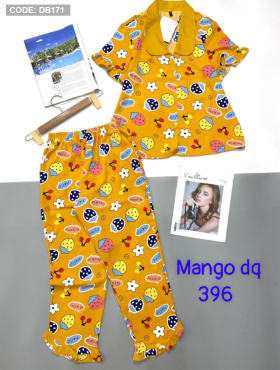 Đồ bộ nữ pijama tay ngắn quần dài vải mango - DB171