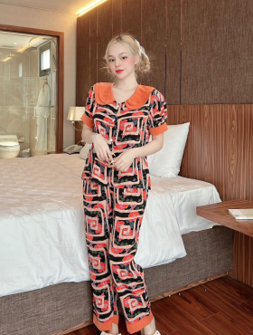 Set bộ Pijama cổ sen 2 tầng quần dài - DB291