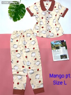 Đồ bộ nữ pijama tay ngắn quần dài vải mango - DB0342