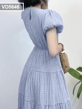 Đầm midi baby doll màu xanh ngọc - VD5646