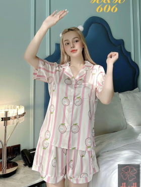 Set bộ nữ pijama tay ngắn quần đùi latin xịn - DB0585