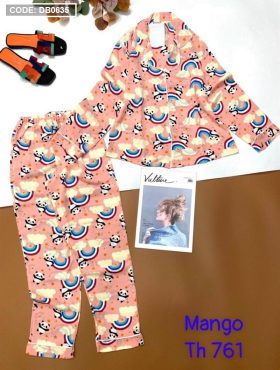Đồ bộ nữ pijama tay dài quần dài vải mango - DB0635