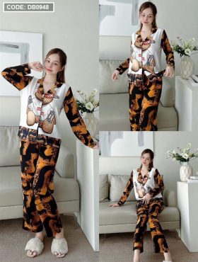 Đồ bộ pijama nữ tay dài in họa tiết hot trend - DB0948