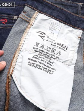 Quần short jean nam cao cấp slim fit thêu logo - QB404
