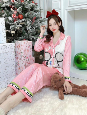 Đồ bộ pijama nữ tay dài in hình chuột mickey - DBO419