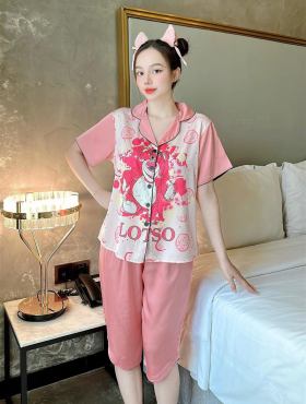 Đồ bộ nữ pijama nữ mặc nhà quần lửng in hình - DBO441