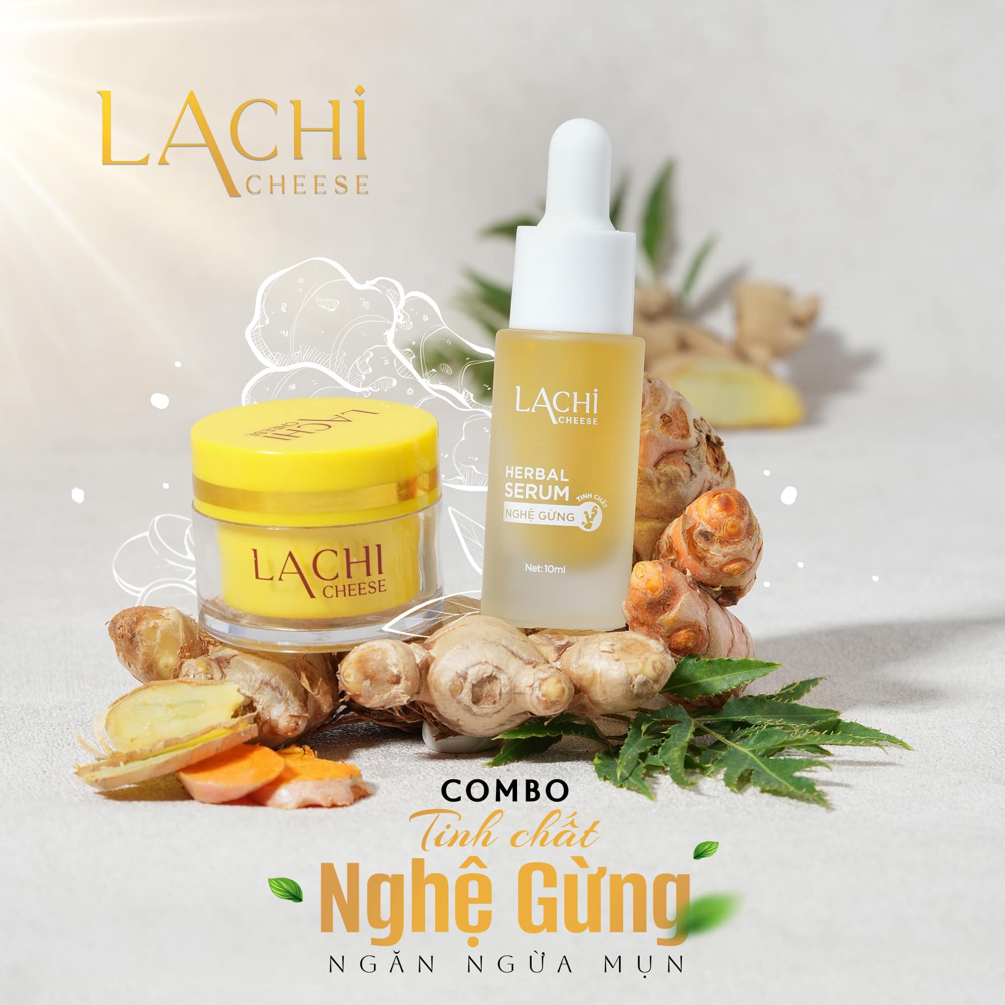 Serum Tinh Chất Nghệ Gừng Lachi Cheese Tặng Kem Face