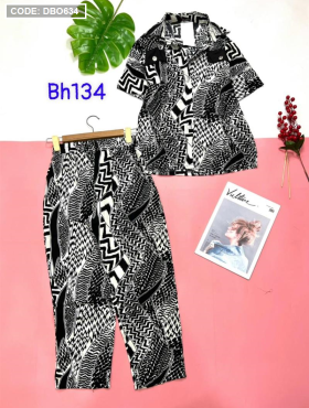 Đồ bộ pijama nữ quần dài áo phối túi hai bên - DBO634