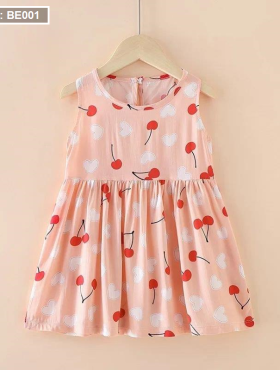 Đầm váy nữ cho bé gái in hoạ tiết cherry - BE001