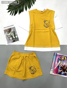 Đồ bộ thun nữ quần đùi in hình gấu pooh - DBO850