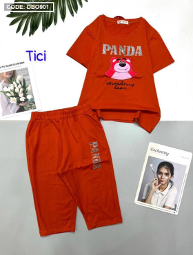 Đồ bộ thun nữ quần lửng in hình gấu panda - DBO901