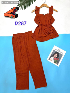 Đồ bộ nữ mặc nhà quần dài vải xốp rút eo - DBO925