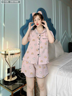 Đồ bộ pijama nữ quần đùi in hình - DBO968