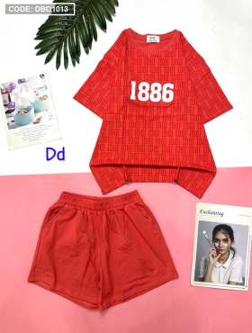 Đồ bộ thun nữ quần đùi áo in họa tiết - DBO1013