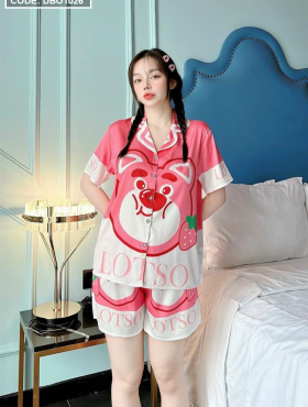 Đồ bộ pijama nữ quần đùi in hoạt hình 3d - DBO1026
