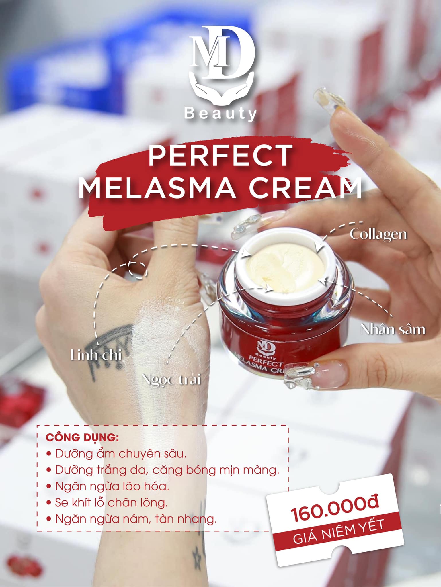 Kem Nám Lựu Đỏ Mini MD Beauty Perfect Melasma Cream