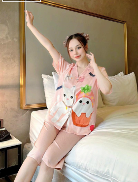 Đồ bộ pijama nữ quần lửng in hoạt hình 3D - DBO1071