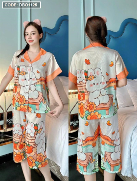 Đồ bộ mặc nhà siêu mát pijama quần lửng in hình - DBO1125