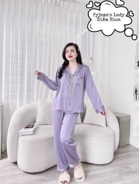 Đồ bộ pijama mặc nhà tay dài màu trơn - DBO1135