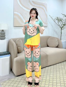 Đồ bộ pijama latin siêu mát nữ quần dài in hình - DBO1171